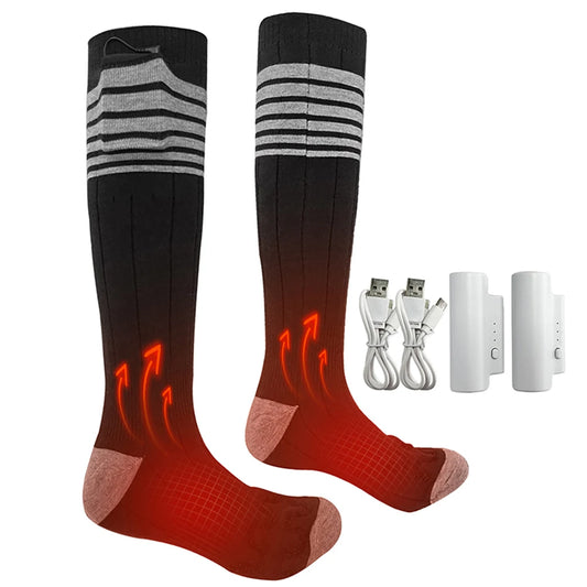 Heated Socks Winter Heating Socks Warmth USB Rechargeable Heated Boots Outdoor Spots Snowmobile Skiing Sock for Outdoor Skiing